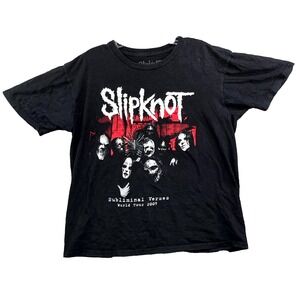 Slipknot T Shirt Mens Large Black Subliminal Verses World Concert Tour 2005